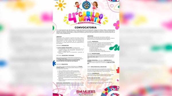 Gobierno de Isla Mujeres lanza convocatoria para el Cabildo Infantil 2025