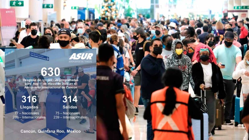 Aeropuerto de Cancún inicia marzo con 630 vuelos