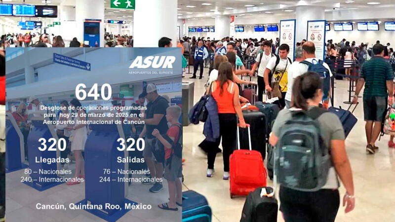 Aeropuerto de Cancún registra 640 vuelos este sábado
