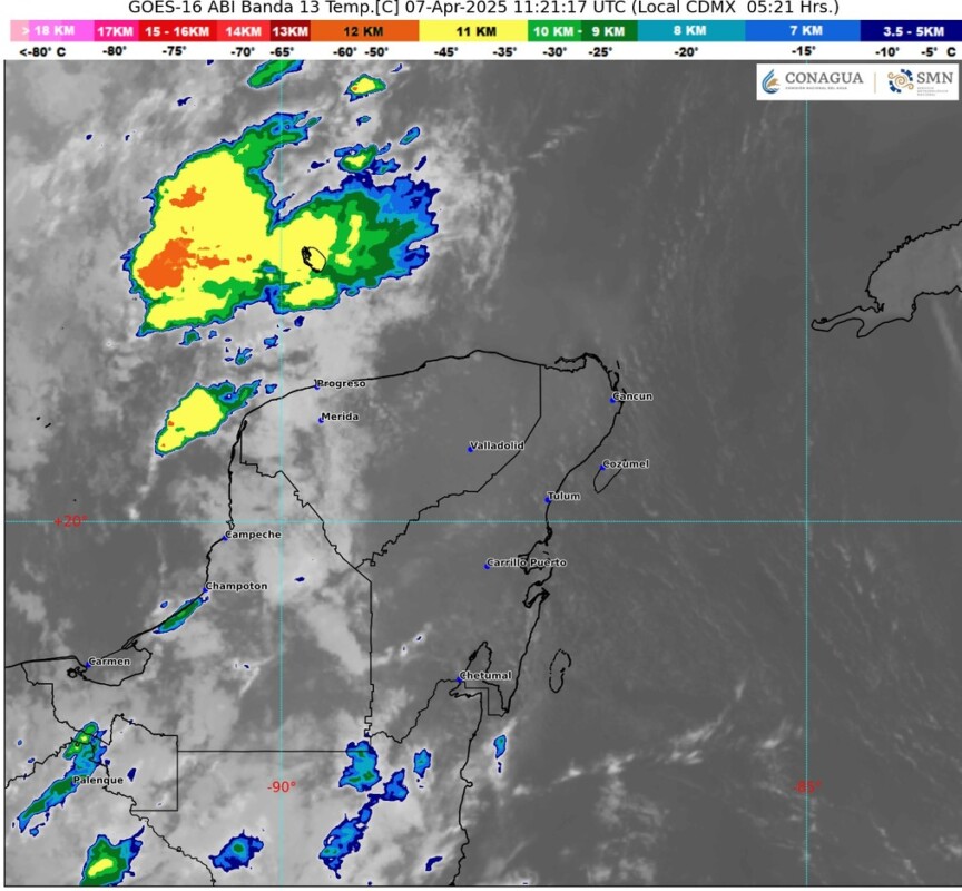 Pronóstico del clima en Quintana Roo para hoy lunes 7 de abril 2025; por la mañana, ambiente templado a cálido, con lluvias aisladas matutinas.