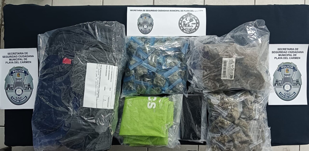 Playa del Carmen: Capturan a sujetos con un paquete y 109 dosis de drogas en In House; fueron sorprendidos en el intercambio.