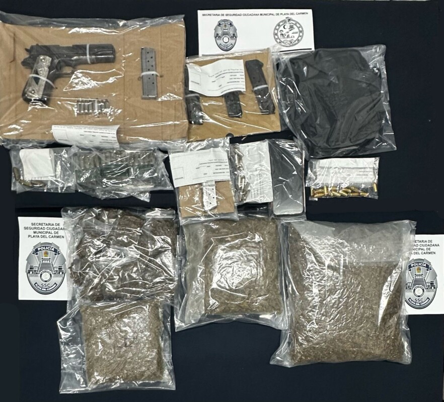 A Roberto “N” le decomisaron tres paquetes y 20 bolsitas marihuana, un arma de fuego, cuatro cargadores y 92 cartuchos útiles.