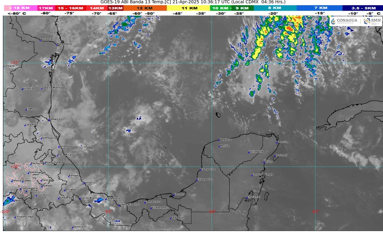 Pronóstico del clima en Quintana Roo para hoy martes 22 de abril 2025; cielo medio nublado con lluvias aisladas en el estado.