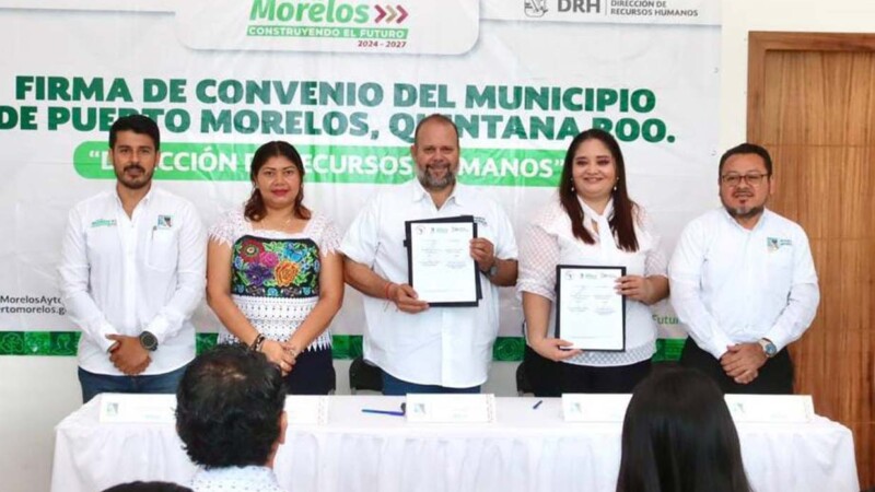 Ayuntamiento de Puerto Morelos y Universidad del Sur formalizan alianza para que trabajadores municipales mejoren su preparación académica