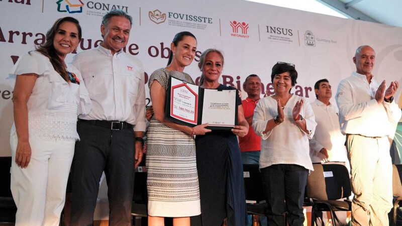 Inician en Cancún, Claudia Sheinbaum y Mara Lezama el programa Viviendas del Bienestar para construir 22 mil viviendas en Quintana Roo