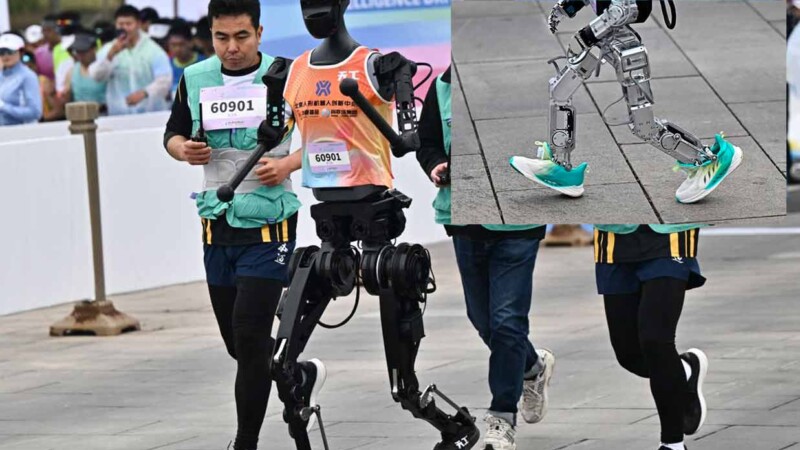 Realizan en China el primer increible medio maratón de robots