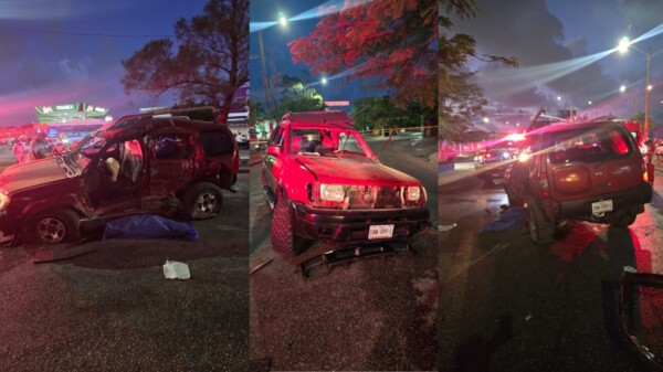 Accidentado amanecer en Cancún; fuerte choque deja dos muertos