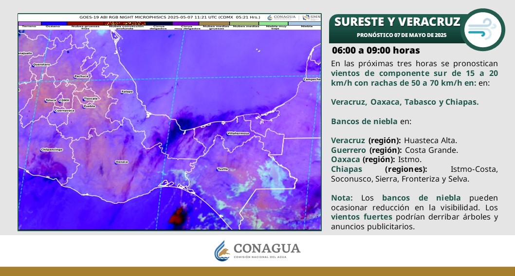 Pronóstico del clima en Quintana Roo para hoy miércoles 7 de mayo 2025; cielo medio nublado con lluvias aisladas en el estado y sin lluvia en Campeche y Yucatán.