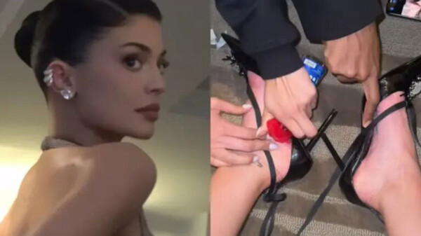 Kylie Jenner queda atrapada en sus tacones tras la Met Gala 2025