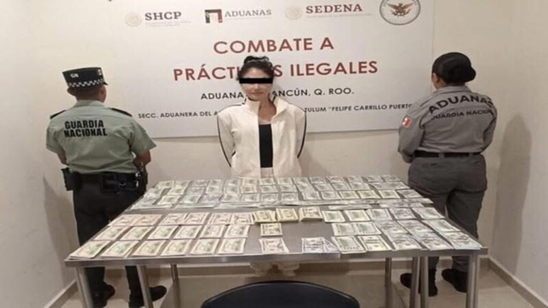 Detienen en el aeropuerto de Tulum a extranjera con 88 mil dólares en efectivo