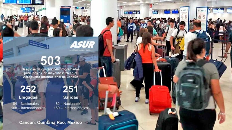 Registra Aeropuerto de Cancún 503 vuelos este sábado