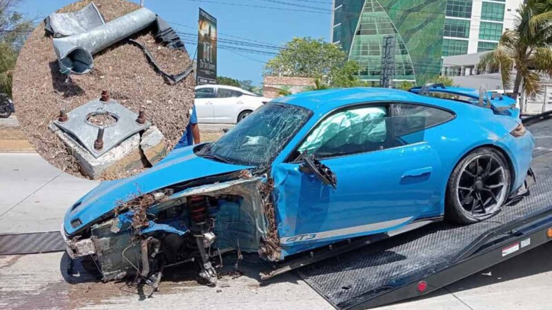 Mecánico protagoniza aparatoso accidente en Cancún y destroza Porsche de lujo