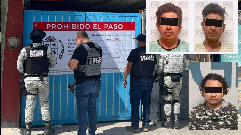 Detienen a tres personas durante cateos en Playa del Carmen