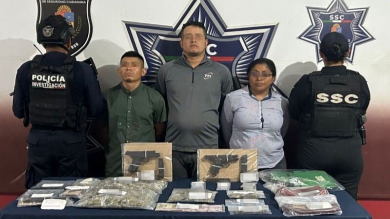 Detenidos con armas y droga en Paseos del Mar en Cancún