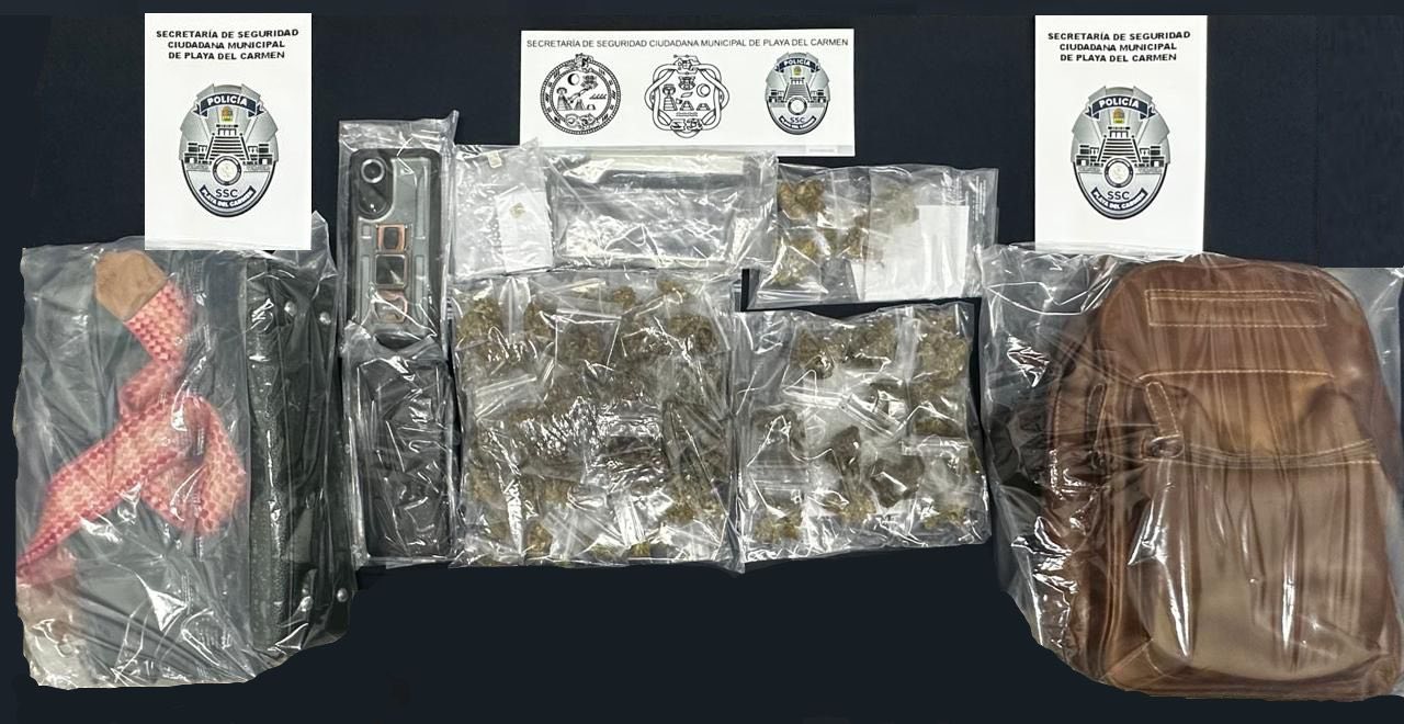 Detienen a pareja con droga en filtro de seguridad en Playa del Carmen; a Santos “N” y Leslie “N”, les aseguraron diversos narcóticos.