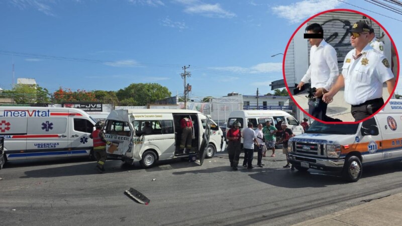 Autobús de Valle provoca aparatosa carambola en la avenida López Portillo