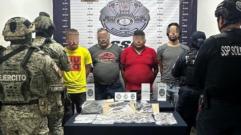 Detenidos con drogas y armas en la colonia Ejido de Playa del Carmen