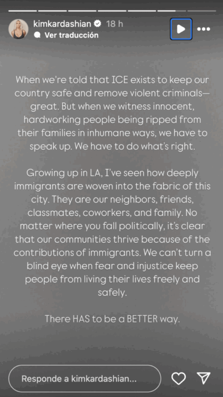 Kim Kardashian condena redadas migratorias del ICE en Los Ángeles