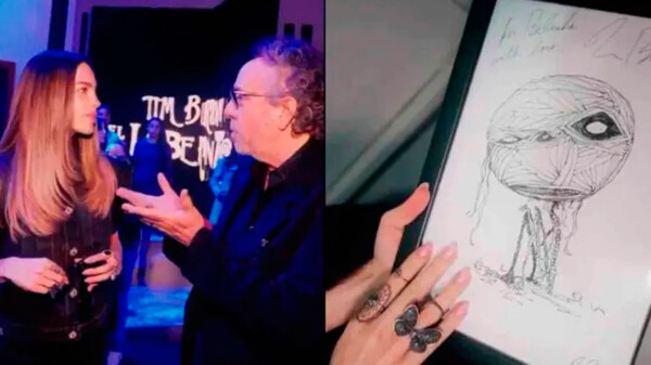 Tim Burton inmortaliza a Belinda con un dibujo durante su visita a México