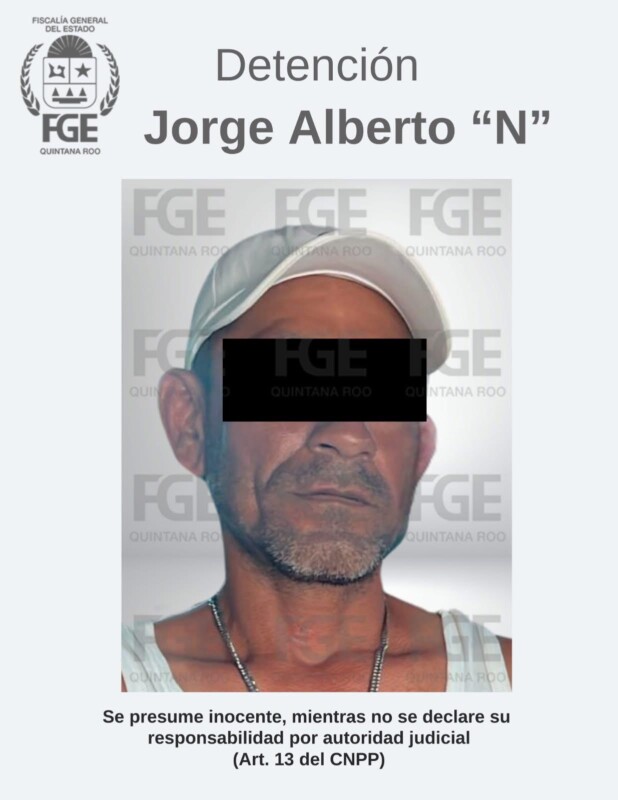 Sujeto arroja ácido a la cara de una mujer en Cancún; Jorge Alberto “N” fue detenido por el posible delito de tentativa de feminicidio.