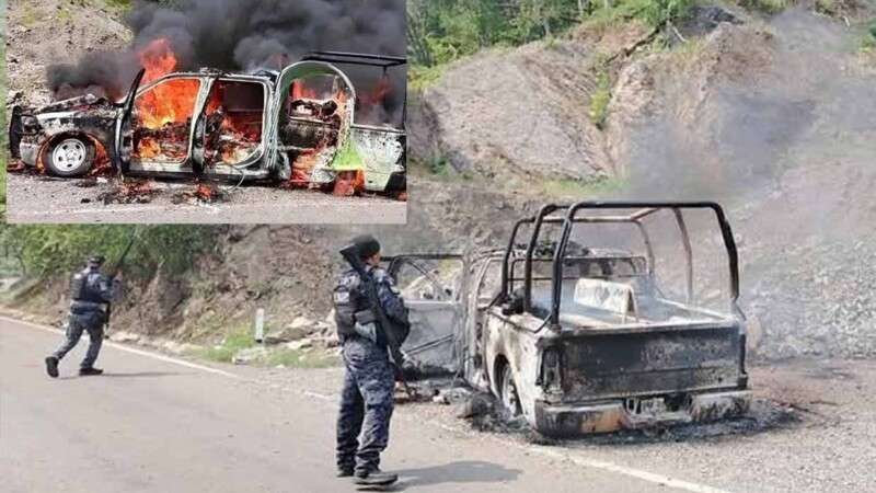 Emboscada en Chiapas deja patrulla calcinada y cinco policías muertos