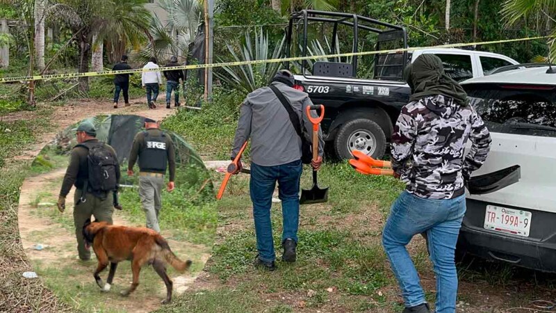 Localizan dos cuerpos en fosa clandestina de rancho usado por secuestradores en Cancún