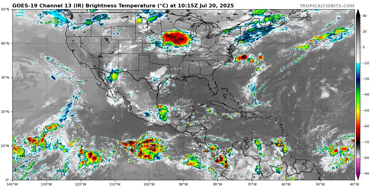 Pronóstico del clima en Quintana Roo para hoy domingo 20 de julio 2025; nublado con chubascos en Campeche, Yucatán y Quintana Roo.