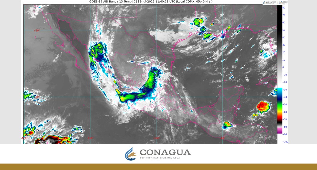 Pronóstico del clima en Quintana Roo para hoy viernes 18 de julio 2025; Posibles lluvias matutinas en el sur de Campeche y de Quintana Roo.