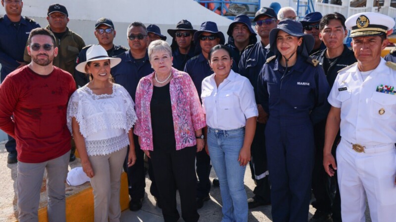Acompaña Blanca Merari a la gobernadora Mara Lezama y la titular de Semarnat Alicia Barcena en la supervisión de la estrategia integral contra el sargazo