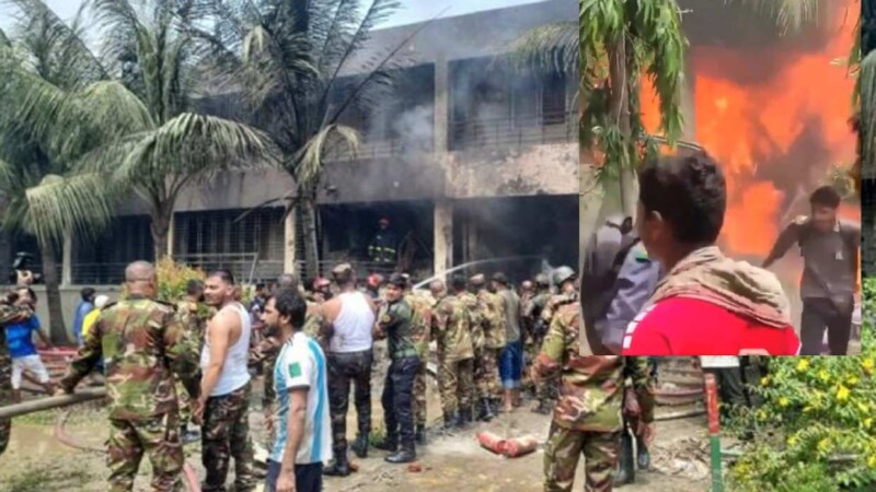 Avión militar se estrella contra escuela en Bangladesh dejando al menos 19 muertos