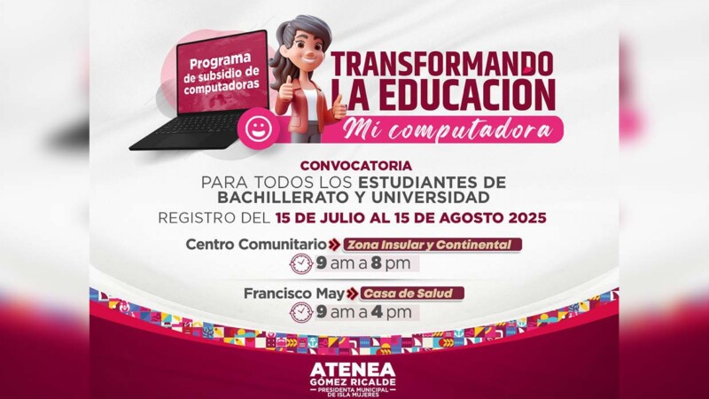 Gobierno Municipal entregará computadoras a jóvenes estudiantes de Isla Mujeres
