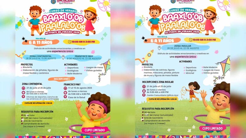 Gobierno de Isla Mujeres invita a las niñas y niños a disfrutar del Curso de Verano “Baaxlo’ob Paalalo’ob”