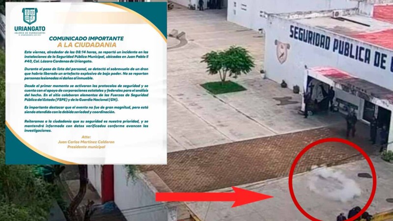 Bombardean con dron oficina de seguridad pública en municipio de Guanajuato