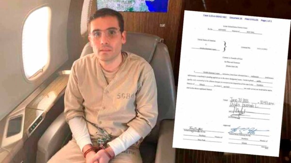 Ovidio Guzmán López firma aceptando cargos por narcotráfico ante Corte de EE.UU.