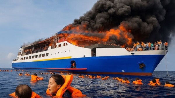 Deja 5 fallecidos el incendio de un ferry con 280 pasajeros en Indonesia