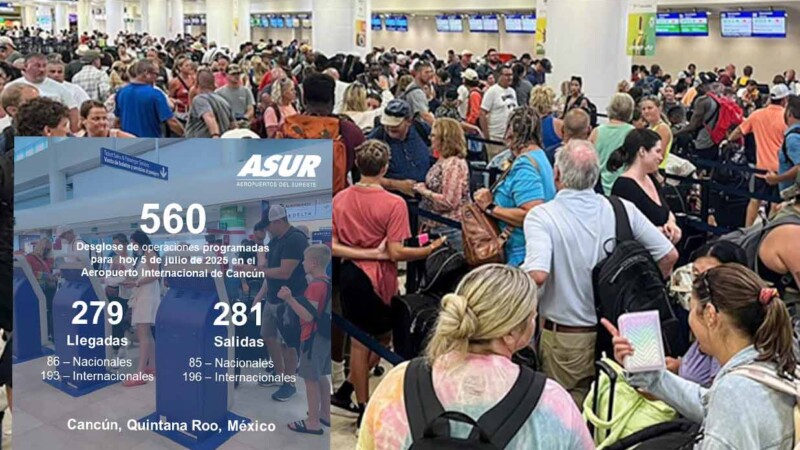 Alcanza Aeropuerto de Cancún 560 vuelos este sábado 6 de julio