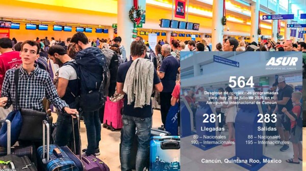 Logra Aeropuerto de Cancún 564 vuelos este sábado 26 de julio