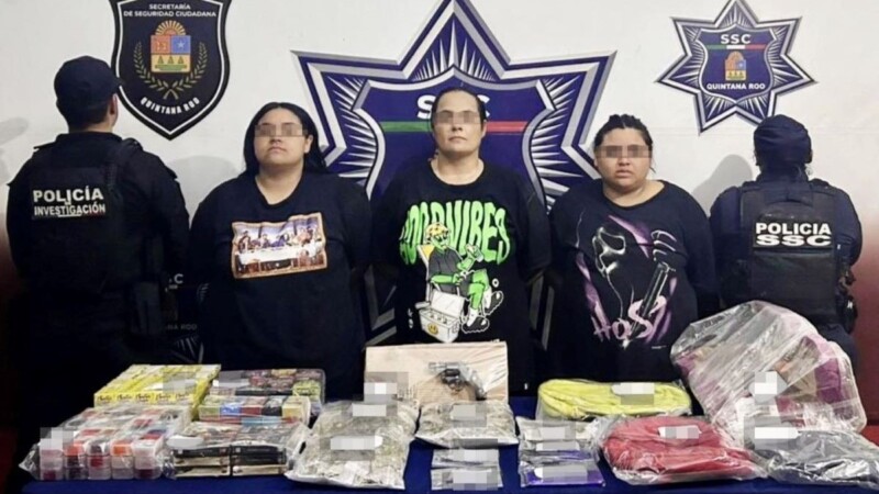 Detienen a tres mujeres con drogas y arma en Las Quintas III en Cancún