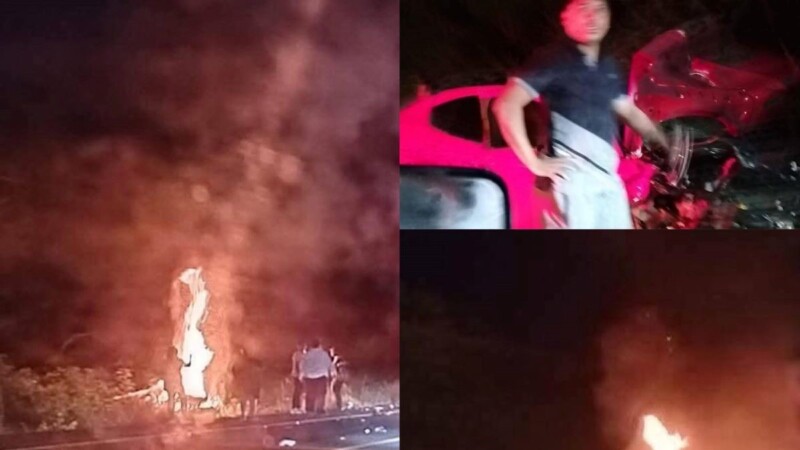 Fatal accidente en la carretera Bacalar-FCP; dos personas habrían muerto calcinadas