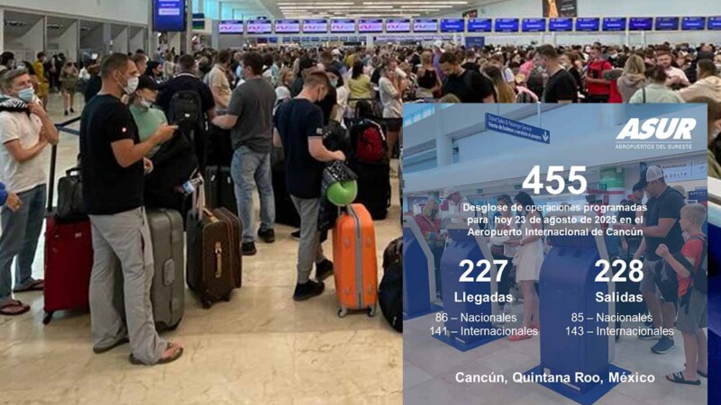 Aeropuerto de Cancún registra 40 vuelos menos este sábado