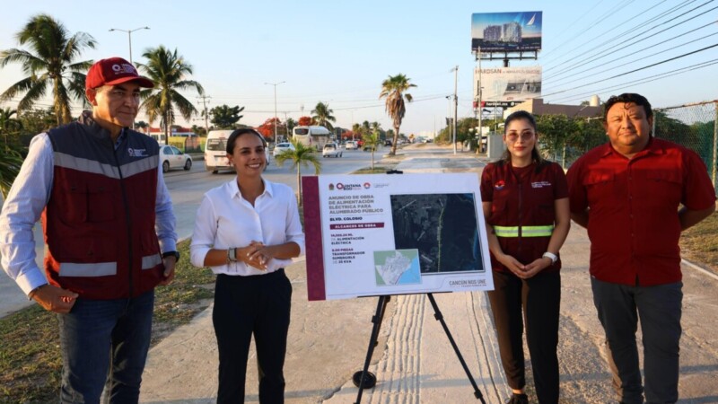 Anuncia Ana Paty Peralta obra de alimentación eléctrica para modernizar el alumbrado público en el Bulevar Colosio