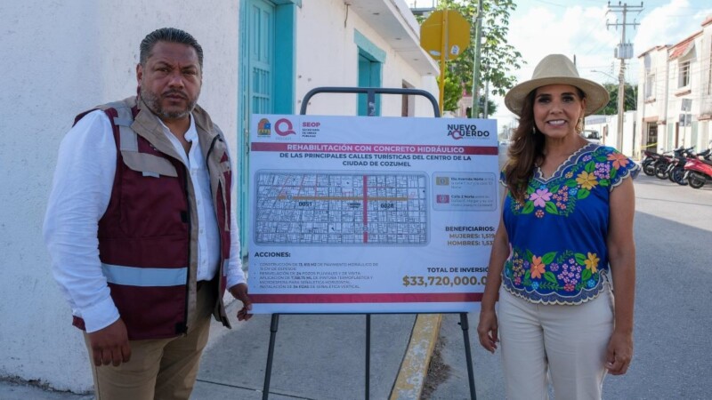 Con recursos del Fideicomiso de Derecho a Cruceristas, Mara Lezama arranca rehabilitación de calles en Cozumel