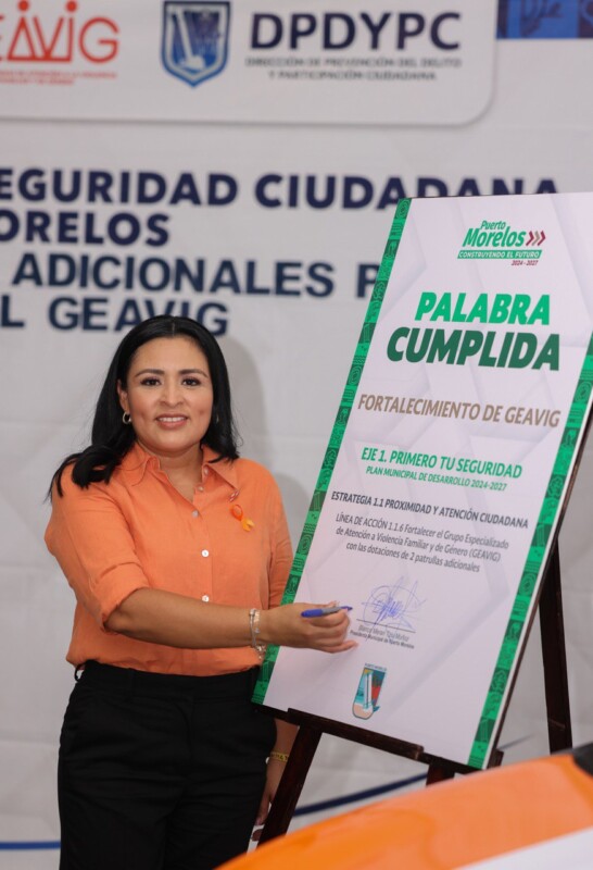 Fortalece el gobierno municipal de Puerto Morelos al Grupo Especializado en Atención a la Violencia Intrafamiliar y de Género, como parte de los Proyectos Prioritarios del Plan Municipal de Desarrollo 2024-2027.