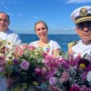 Atenea Gómez Ricalde participa en procesión marítima y ofrenda floral en honor a la Cruz de la Bahía