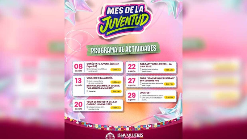 Gobierno de Isla Mujeres anuncia actividades en el marco del Mes de la Juventud