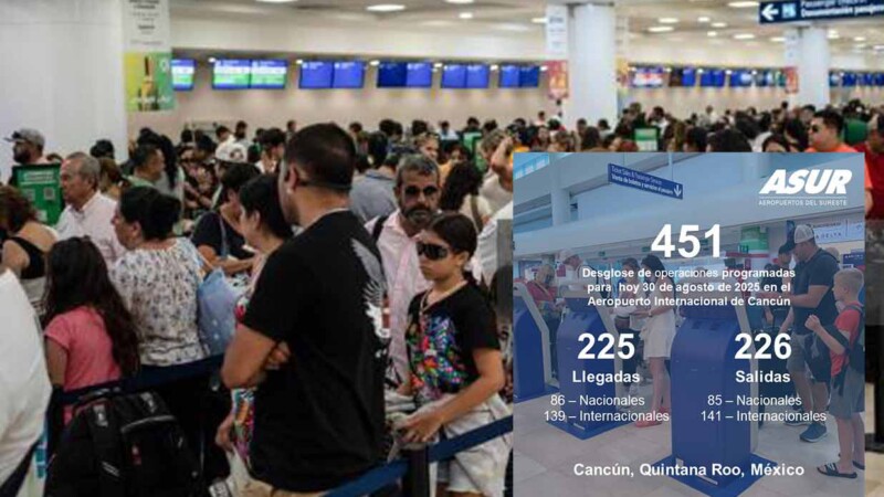 Mantiene Aeropuerto de Cancún baja en vuelos con 451 este sábado