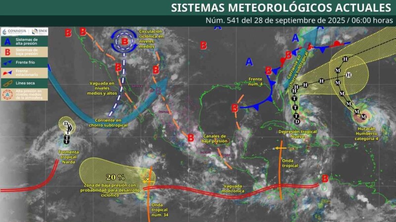 Pronóstico del clima en Quintana Roo para hoy domingo 28 de septiembre 2025