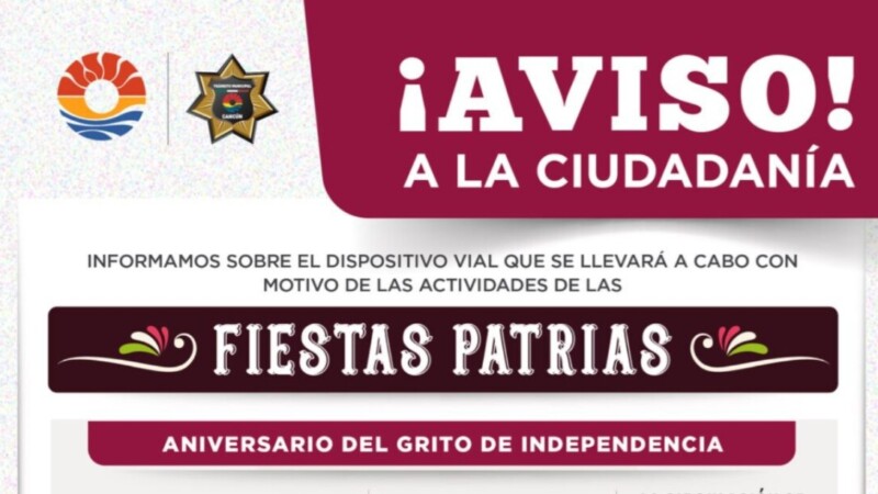 Alista SMSCYT operativo vial por Fiestas Patrias en Cancún
