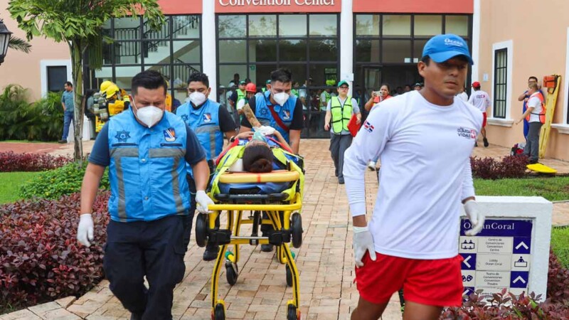 Con simulacro de incendio en hotel, Puerto Morelos se suma a la Jornada Nacional de Protección Civil