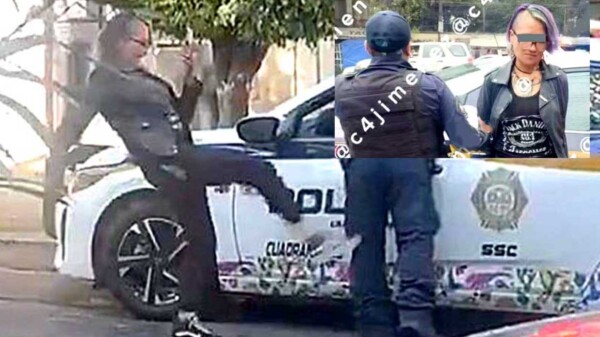 Feminista patea a policía durante reporte doméstico en CDMX y es detenida